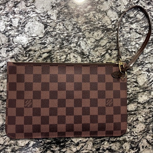 Louis Vuitton Handbags - Louis Vuitton Neverfull Pouch Damier Ebene with wristlet strap